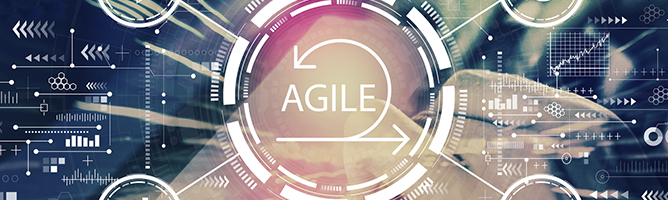 Abstract image overlain with the word Agile