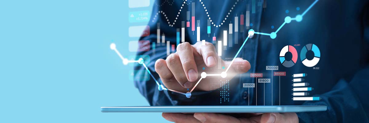 ALT: Businessman trading stock market on a tablet screen, digital investment concept